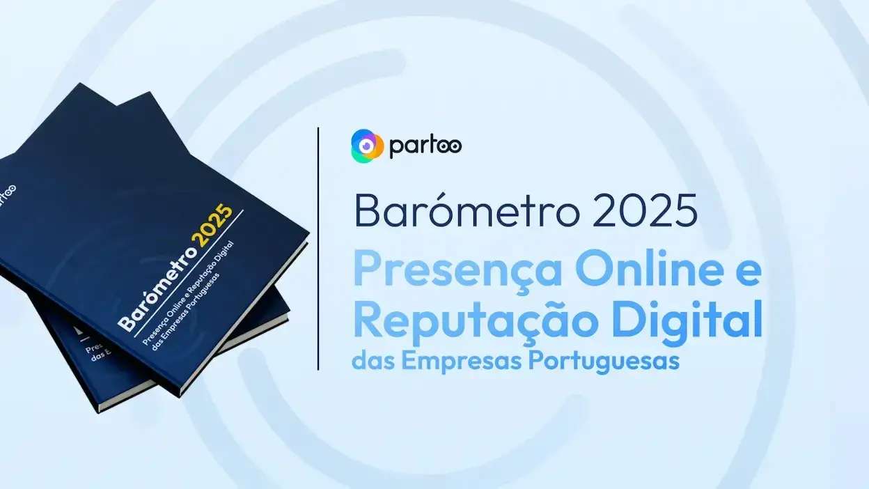 Capa do relatório Barómetro 2025 sobre presença online e reputação digital das empresas portuguesas.