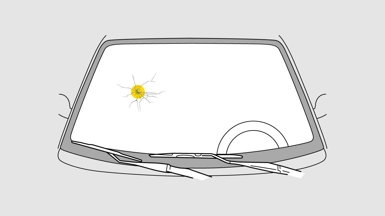 Dano no para-brisas menor que moeda de 2 euros